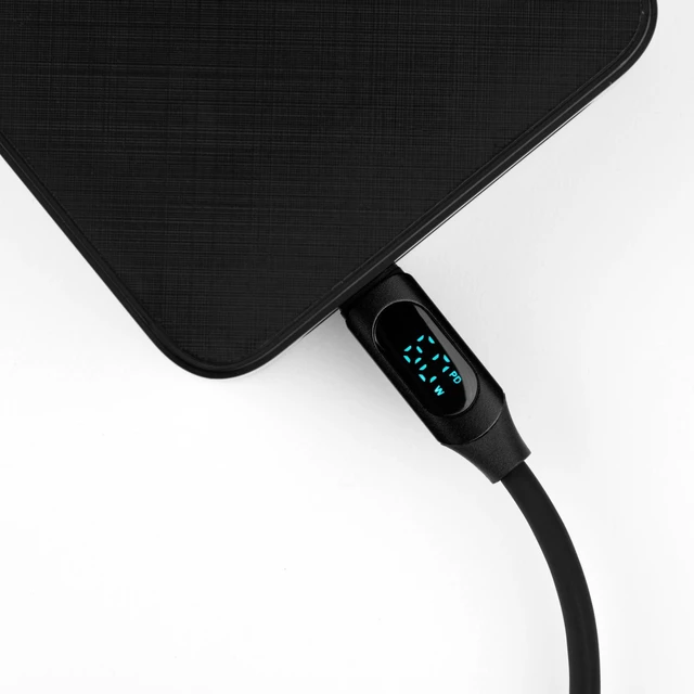 Alt view image 3 of 3 - Step Up USB-A to USB-C PD Cable with LCD Power Meter, Liquorice Black