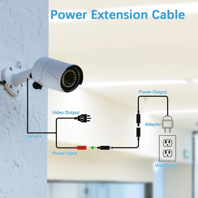 Alt view image 5 of 7 - DC Power Extension Cable 100ft, 12V DC Extension Cord 2.1mm x 5.5mm Male to Female Power Cord for CCTV Security Camera, Power Supply, IP Network Camera, Dvr Standalone