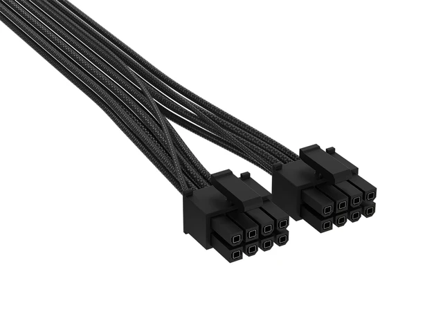 Alt view image 2 of 7 - Elite Premium Type 4 Individually Sleeved 2X 8-Pin to PCIe 12V-2x6 600W PSU Cable Triple-Mesh Paracord Sleeve, Low-Profile Cable Combs, Compatible Type 4 PSUs Black