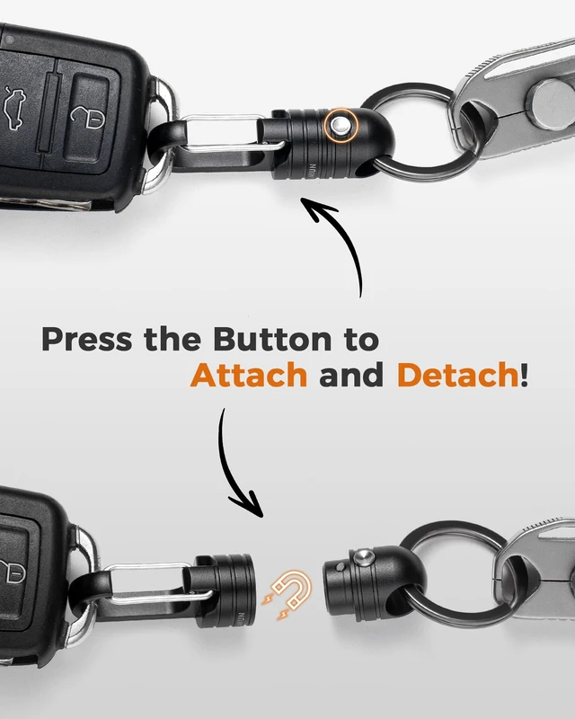 Alt view image 3 of 6 - Magnetic Quick Release Keychain with Spring Clip, Anti Fall 2-Lock | Holds Up To 20lbs, Dual-button Safety Lock, 360° Swivel, Portable Key Clip