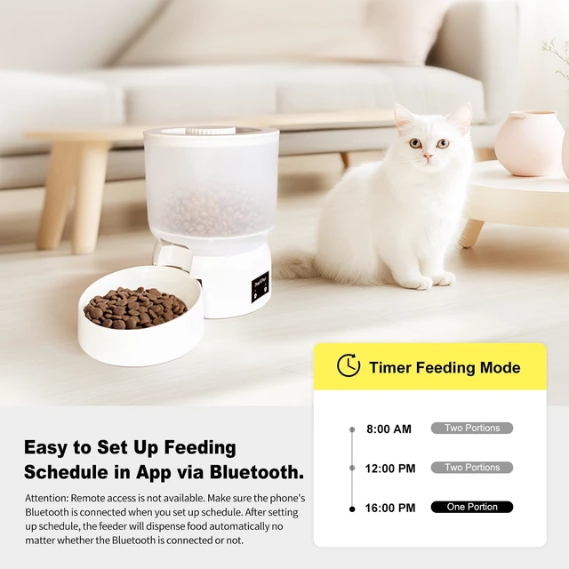 Alt view image 2 of 7 - Automatic Cat Feeder with 270-Day Battery Life, Rechargeable Auto Cat Feeder with Slow Feed Mode & Very Quiet Dispensing, 2.5L Bluetooth Small cat Food Dispenser for Cats & Small Dogs