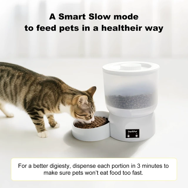 Alt view image 5 of 7 - Automatic Cat Feeder with 270-Day Battery Life, Rechargeable Auto Cat Feeder with Slow Feed Mode & Very Quiet Dispensing, 2.5L Bluetooth Small cat Food Dispenser for Cats & Small Dogs