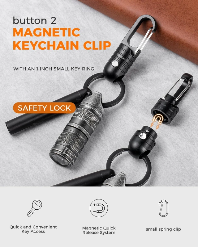 Alt view image 5 of 6 - Magnetic Quick Release Keychain with Spring Clip, Anti Fall 2-Lock | Holds Up To 20lbs, Dual-button Safety Lock, 360° Swivel, Portable Key Clip