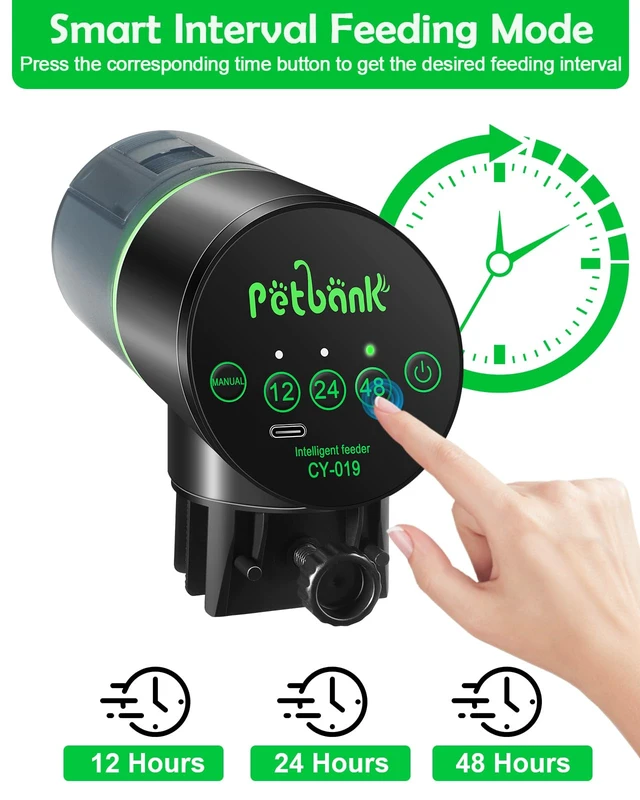 Alt view image 4 of 7 - Automatic Fish Feeder for Aquarium Easy Setup & 12/24/48H Interval | 200ML USB-C Rechargeable Auto Food Dispenser for Flakes & Pellets, Vacation Feeding for Small Tank Betta Koi Turtle
