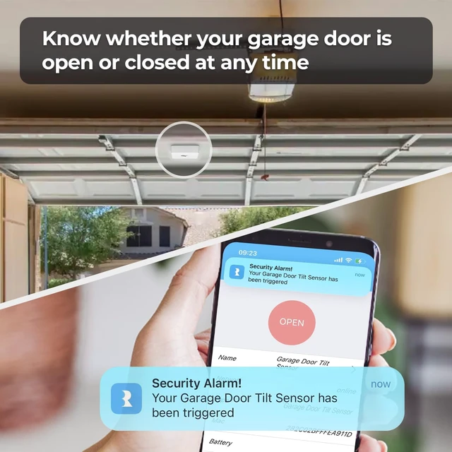 Alt view image 4 of 6 - Zigbee Smart Garage Door Tilt Sensor, Adjustable Sensitivity Levels, 2-Year Battery Life, Zigbee Hub Required