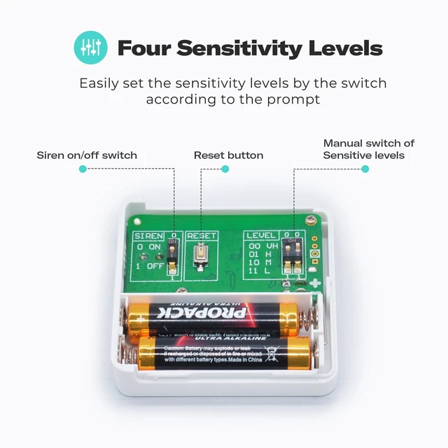 Alt view image 3 of 6 - Smart Vibration Sensor with 110dB Alarm,Zigbee Hub Required,Adjustable Sensitivity, Work with SmartThings, Home Assistant via ZHA/Z2M and Echo Devices with Built-in Zigbee hub