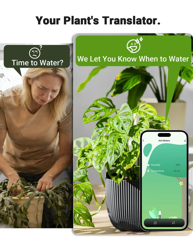 Alt view image 5 of 7 - Smart WiFi Soil Moisture Meter for Plants, 2-in-1 Sensor with App Alerts | Monitor Moisture & Temperature Remotely, Real-Time Data for Indoor/Outdoor Gardening, Houseplants Care