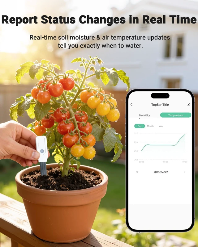 Alt view image 2 of 7 - Smart WiFi Soil Moisture Meter for Plants, 2-in-1 Sensor with App Alerts | Monitor Moisture & Temperature Remotely, Real-Time Data for Indoor/Outdoor Gardening, Houseplants Care
