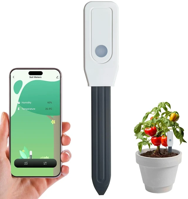 Main image of Smart WiFi Soil Moisture Meter for Plants, 2-in-1 Sensor with App Alerts | Monitor Moisture & Temperature Remotely, Real-Time Data for Indoor/Outdoor Gardening, Houseplants Care