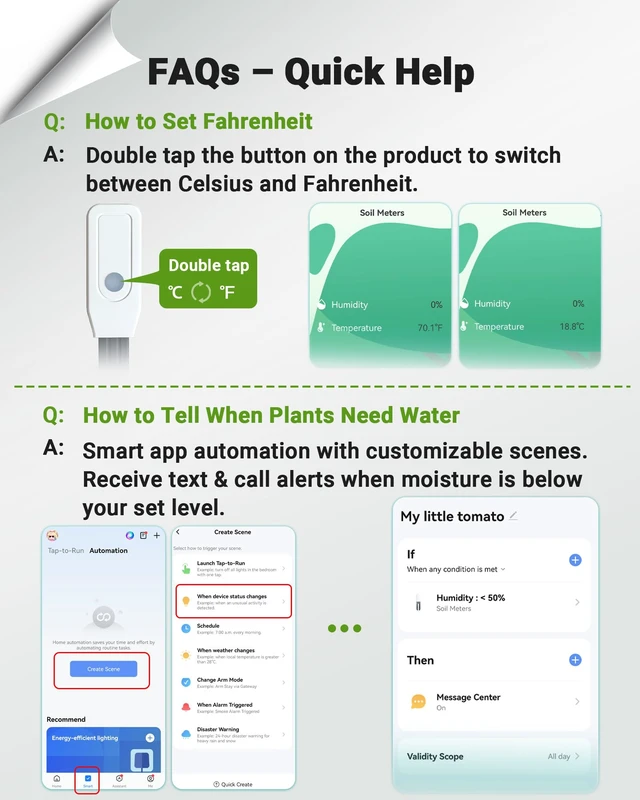 Alt view image 3 of 7 - Smart WiFi Soil Moisture Meter for Plants, 2-in-1 Sensor with App Alerts | Monitor Moisture & Temperature Remotely, Real-Time Data for Indoor/Outdoor Gardening, Houseplants Care