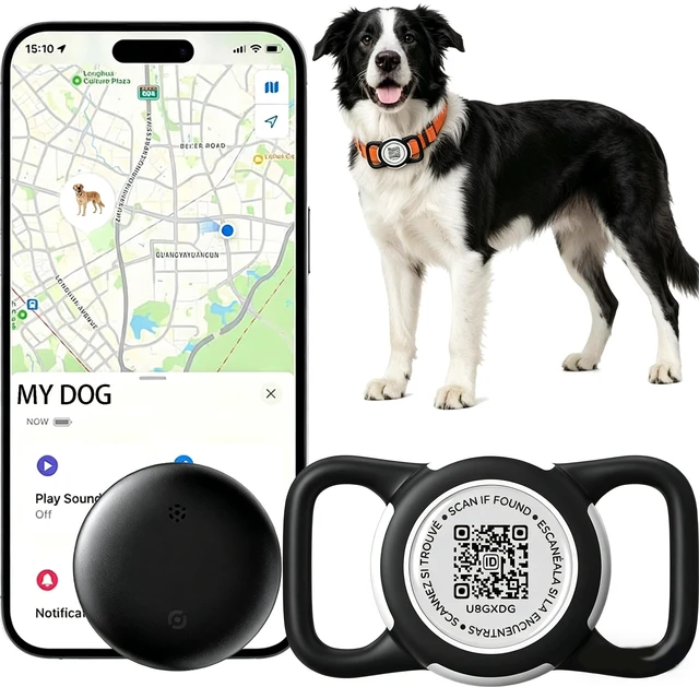 Main image of Dog Tracker with QR Code Smart Pet Tracker for Collar No Monthly Fee Pet Location Tracker with Holder Anti-Lost Device for Pets Compatible with Apple Find My iOS Only Dog Trackers