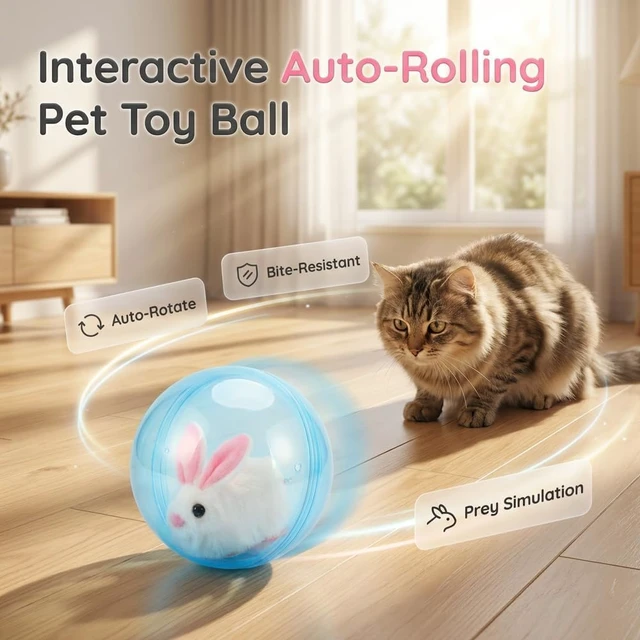 Alt view image 2 of 7 - Self-Rolling Interactive Cat Ball 360° Automatic Moving Pet Toy2026 New Self-Rolling Interactive Cat Ball Realistic Animal Automatic Moving Rolling