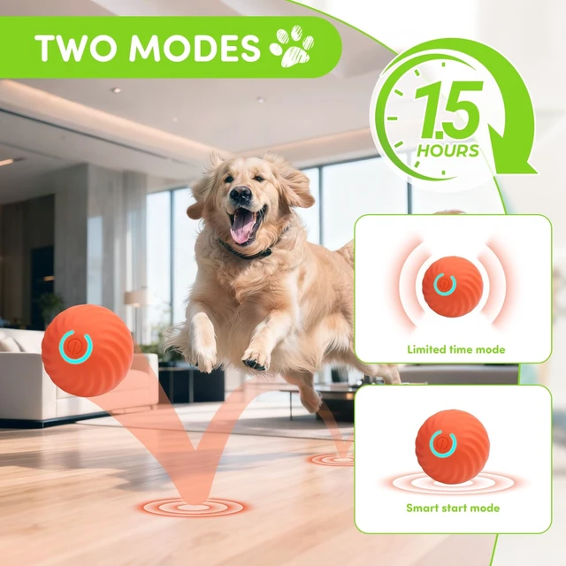 Alt view image 2 of 7 - 2 PCS Interactive Dog Ball, Automatic Rolling & Bouncing Pet Toy with 3 Durable Outer Covers Yellow Orange, Smart Dog Toy for Small Medium Puppies, Not Suitable for Large Dogs (Blue & Orange Balls)