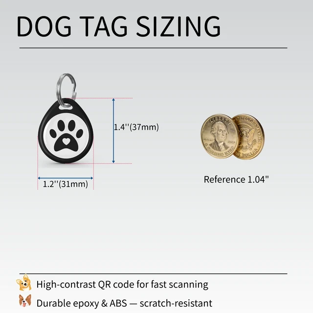 Alt view image 2 of 7 - (5 Pack) QR Code Dog ID Tags for Collar Personalized for Pet Online Profile - Scan QR Receive Instant Pet Location Alert Email, Anti-Lost,No Subscription fees (5 Colours, for Dog - 1.2")