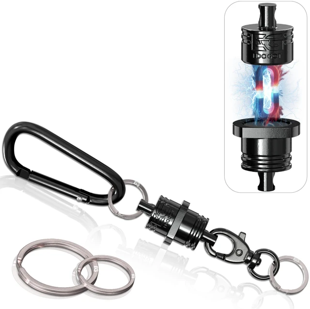 Main image of Magnetic QuickRelease Keychain with Carabiner & Titanium Key Rings Neodymium QuickAttach Key Holder, Carabiner Clip, Titanium Split Rings