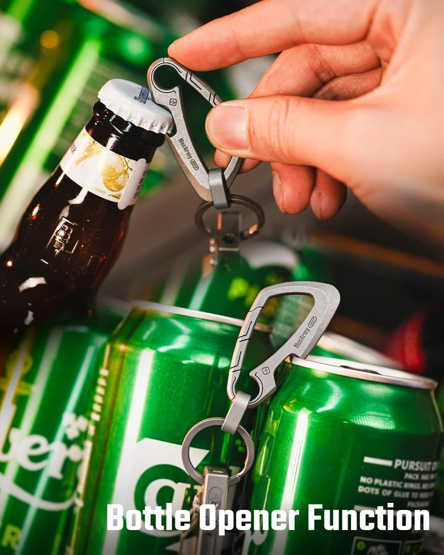 Alt view image 2 of 7 - CH17 Titanium Carabiner Keychain Quick Release Key Clip, Small EDC Carabiner for Keys, Bottle Opener Keychain, Lightweight & Durable Key Ring Clip for Women Men, Heavy Duty & Outdoor Use