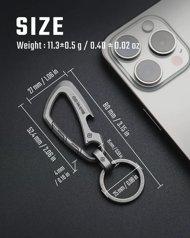 Alt view image 4 of 7 - CH17 Titanium Carabiner Keychain Quick Release Key Clip, Small EDC Carabiner for Keys, Bottle Opener Keychain, Lightweight & Durable Key Ring Clip for Women Men, Heavy Duty & Outdoor Use
