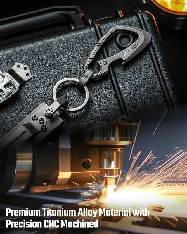Alt view image 3 of 7 - CH17 Titanium Carabiner Keychain Quick Release Key Clip, Small EDC Carabiner for Keys, Bottle Opener Keychain, Lightweight & Durable Key Ring Clip for Women Men, Heavy Duty & Outdoor Use