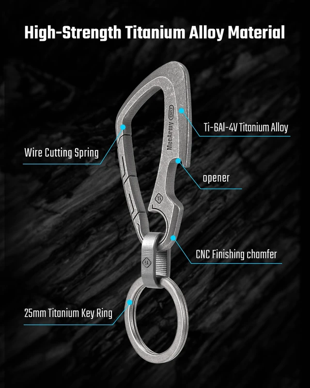 Alt view image 5 of 7 - CH17 Titanium Carabiner Keychain Quick Release Key Clip, Small EDC Carabiner for Keys, Bottle Opener Keychain, Lightweight & Durable Key Ring Clip for Women Men, Heavy Duty & Outdoor Use
