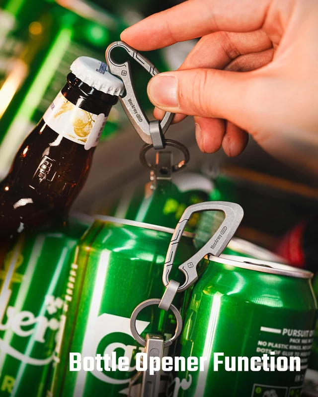 Alt view image 6 of 7 - CH17 Titanium Carabiner Keychain Quick Release Key Clip, Small EDC Carabiner for Keys, Bottle Opener Keychain, Lightweight & Durable Key Ring Clip for Women Men, Heavy Duty & Outdoor Use