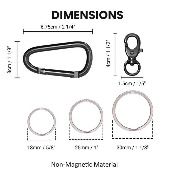 Alt view image 7 of 7 - Magnetic QuickRelease Keychain with Carabiner & Titanium Key Rings Neodymium QuickAttach Key Holder, Carabiner Clip, Titanium Split Rings