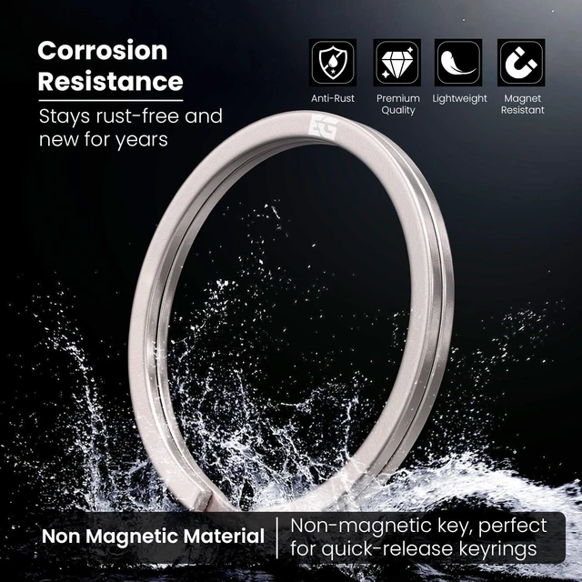 Alt view image 2 of 6 - Titanium Split Key Rings, 6-Pack, Assorted Sizes, Natural Color, Premium Non-Magnetic Titanium