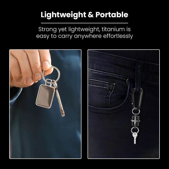 Alt view image 5 of 6 - Titanium Split Key Rings, 6-Pack, Assorted Sizes, Natural Color, Premium Non-Magnetic Titanium