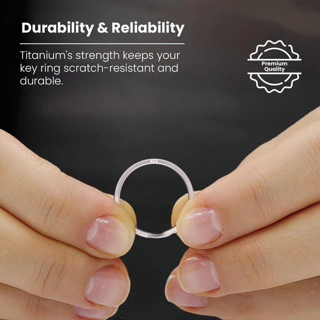 Alt view image 4 of 6 - Titanium Split Key Rings, 6-Pack, Assorted Sizes, Natural Color, Premium Non-Magnetic Titanium