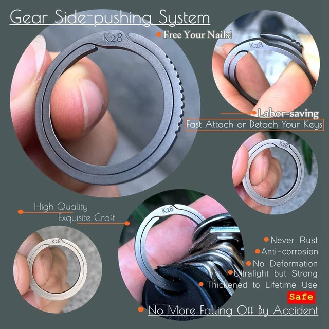 Alt view image 4 of 6 - Titanium Quick Release Keyrings Side Pushing Operation (5-Pack, K28)