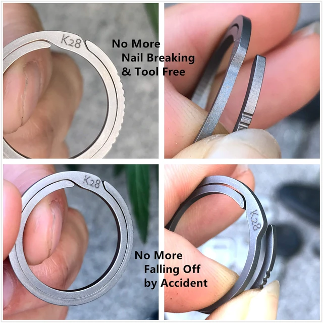 Alt view image 3 of 6 - Titanium Quick Release Keyrings Side Pushing Operation (5-Pack, K28)