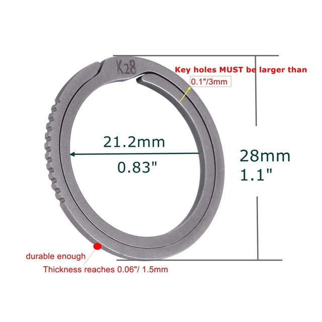 Alt view image 6 of 6 - Titanium Quick Release Keyrings Side Pushing Operation (5-Pack, K28)