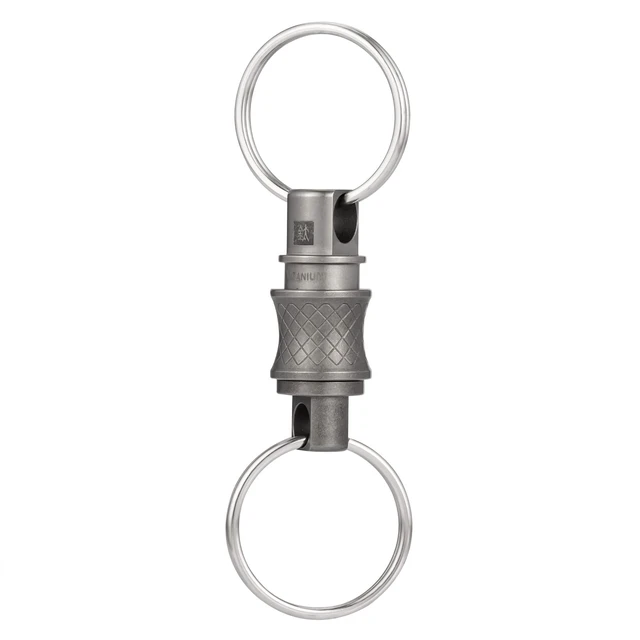 Alt view image 2 of 7 - Titanium Quick Release Swivel Keychain, Pull Apart Detachable Keychain Heavy Duty Car Key Holder with 4 Stainless Steel Key Rings S 2-Pack