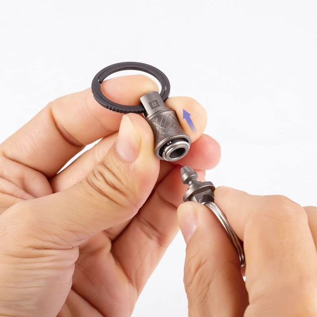 Alt view image 6 of 7 - Titanium Quick Release Swivel Keychain, Pull Apart Detachable Keychain Heavy Duty Car Key Holder with 4 Stainless Steel Key Rings S 2-Pack