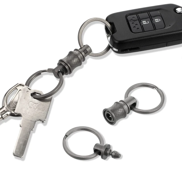 Alt view image 5 of 7 - Titanium Quick Release Swivel Keychain, Pull Apart Detachable Keychain Heavy Duty Car Key Holder with 4 Stainless Steel Key Rings S 2-Pack