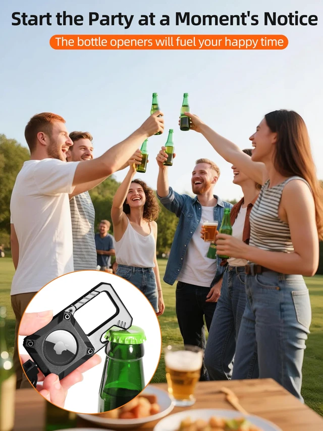Alt view image 4 of 7 - Air Tag Keychain, Bottle Opener Keychain, Heavy Duty Key Chains Carabiner | Waterproof, Scratch Resistant,Secure Lock, Protective for AirTag Keychains Accessory for Keys -Not included AirTag -Black