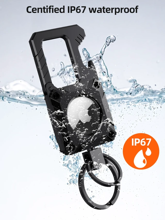 Alt view image 7 of 7 - Air Tag Keychain, Bottle Opener Keychain, Heavy Duty Key Chains Carabiner | Waterproof, Scratch Resistant,Secure Lock, Protective for AirTag Keychains Accessory for Keys -Not included AirTag -Black