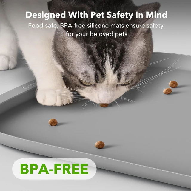 Alt view image 3 of 7 - Pet Mats for Dogs and Cats, Extra Large Dog Bowl Mat for Feeder or Fountain, Non-Slip Waterproof Pet Feeding Mat for PLAF103 Dual Tray, PLAF109, PLAF203 Dual Tray, PLAF301, 22''x16.5''