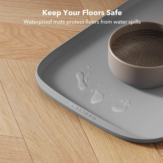 Alt view image 4 of 7 - Pet Mats for Dogs and Cats, Extra Large Dog Bowl Mat for Feeder or Fountain, Non-Slip Waterproof Pet Feeding Mat for PLAF103 Dual Tray, PLAF109, PLAF203 Dual Tray, PLAF301, 22''x16.5''