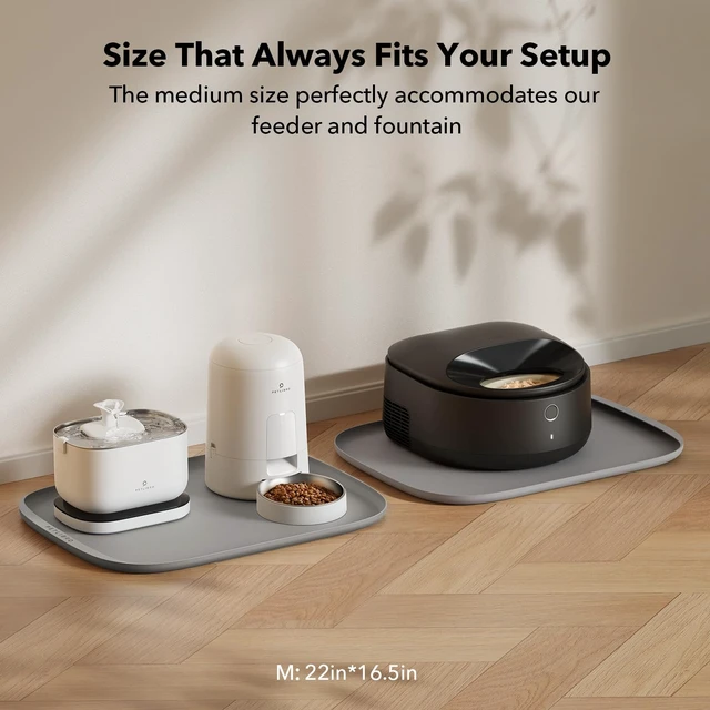 Alt view image 7 of 7 - Pet Mats for Dogs and Cats, Extra Large Dog Bowl Mat for Feeder or Fountain, Non-Slip Waterproof Pet Feeding Mat for PLAF103 Dual Tray, PLAF109, PLAF203 Dual Tray, PLAF301, 22''x16.5''