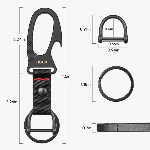 Alt view image 2 of 7 - Titanium Carabiner Bottle Opener Keychain Clip | Heavy Duty Paracord Keychain,for Car Keys