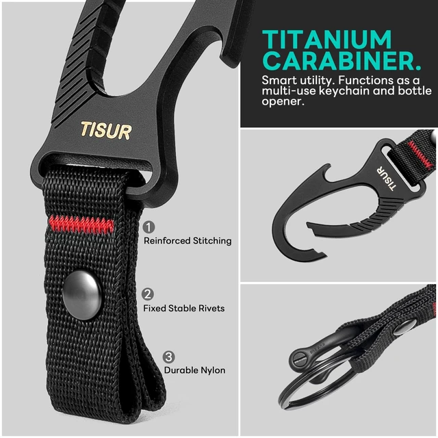 Alt view image 3 of 7 - Titanium Carabiner Bottle Opener Keychain Clip | Heavy Duty Paracord Keychain,for Car Keys
