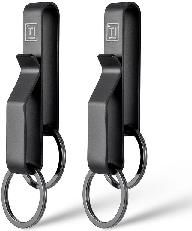 Main image of Titanium Duty Belt Key Holder Keychain Waistband Clip (2pcs Black) | easy to attach to a belt,hold multiple keys