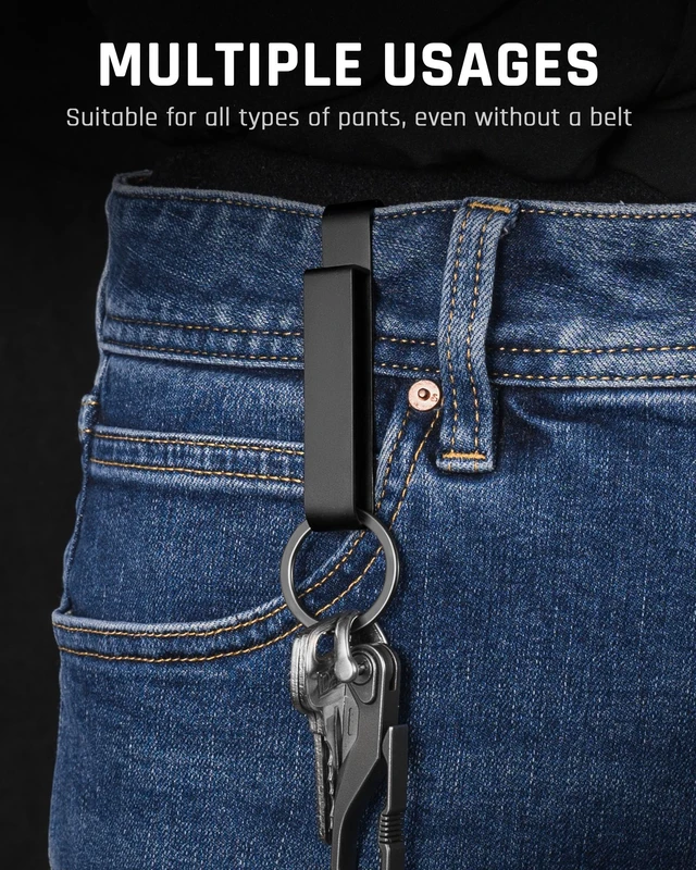 Alt view image 6 of 7 - Titanium Duty Belt Key Holder Keychain Waistband Clip (2pcs Black) | easy to attach to a belt,hold multiple keys