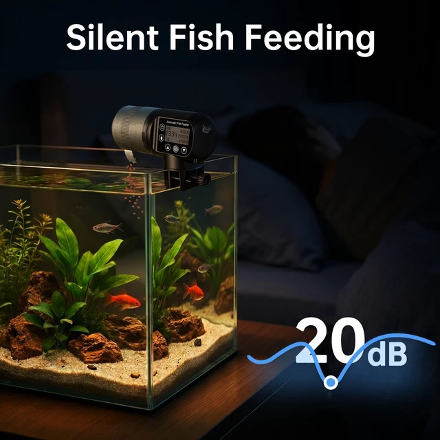 Alt view image 5 of 7 - Automatic Fish Feeder for Aquarium, Moisture-Proof LCD Timer Dispenser | 200ML Large Capacity Fish Food Dispenser, Auto Feeder for Vacation, Betta Turtle Koi Goldfish Small Tank