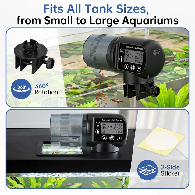 Alt view image 6 of 7 - Automatic Fish Feeder for Aquarium, Moisture-Proof LCD Timer Dispenser | 200ML Large Capacity Fish Food Dispenser, Auto Feeder for Vacation, Betta Turtle Koi Goldfish Small Tank