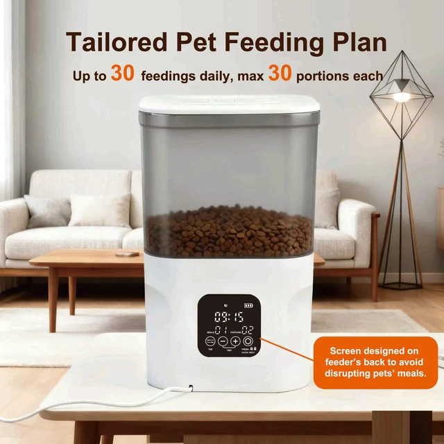 Alt view image 3 of 7 - ATX4 Automatic Cat Feeder 4L Timed Cat Dry Food Dispenser Food Dispensing Remains Functional After Power outages. New Versions Impeller Reverse Rotation Prevents Grain Jamming.