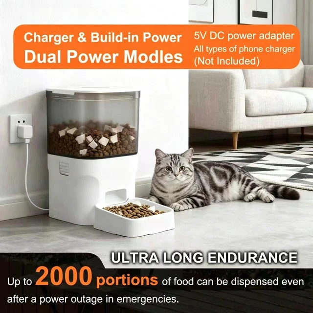 Alt view image 4 of 7 - ATX4 Automatic Cat Feeder 4L Timed Cat Dry Food Dispenser Food Dispensing Remains Functional After Power outages. New Versions Impeller Reverse Rotation Prevents Grain Jamming.