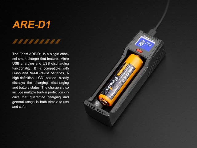 Alt view image 3 of 7 - Fenix are-D1 USB Powered smart Battery Charger for 21700/18650/16340 BBX5 Battery Carry case