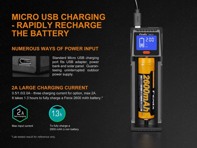 Alt view image 5 of 7 - Fenix are-D1 USB Powered smart Battery Charger for 21700/18650/16340 BBX5 Battery Carry case