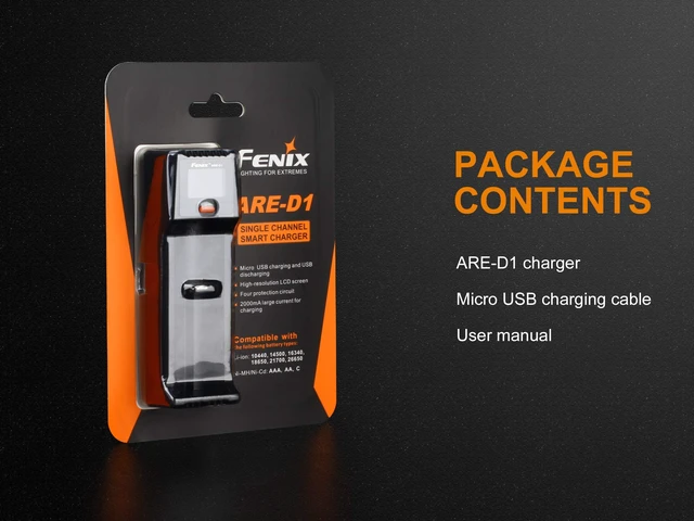 Alt view image 7 of 7 - Fenix are-D1 USB Powered smart Battery Charger for 21700/18650/16340 BBX5 Battery Carry case